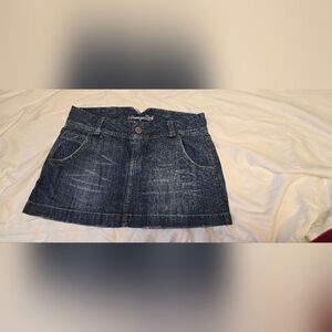 Vintage Y2k American Eagle Dark Blue Denim Jean Mini Skirt 4 100% Cotton